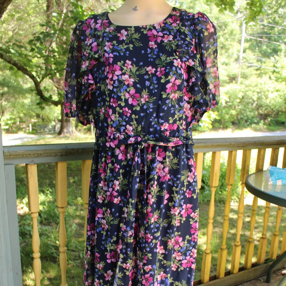 NWT Shelby & Palmer Floral Belted Dress Boho Sz 12 Summer Dress